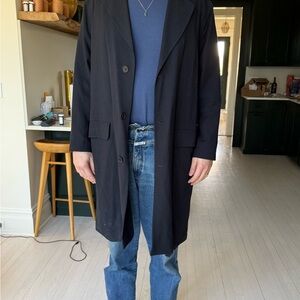 Sandro Men's Black Single-Breasted Long Coat